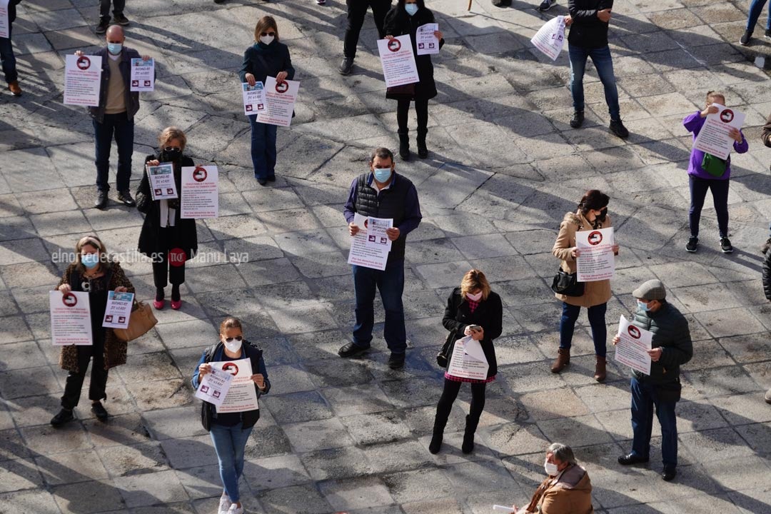 Concentración de autónomos en la Plaza Mayor de Salamanca