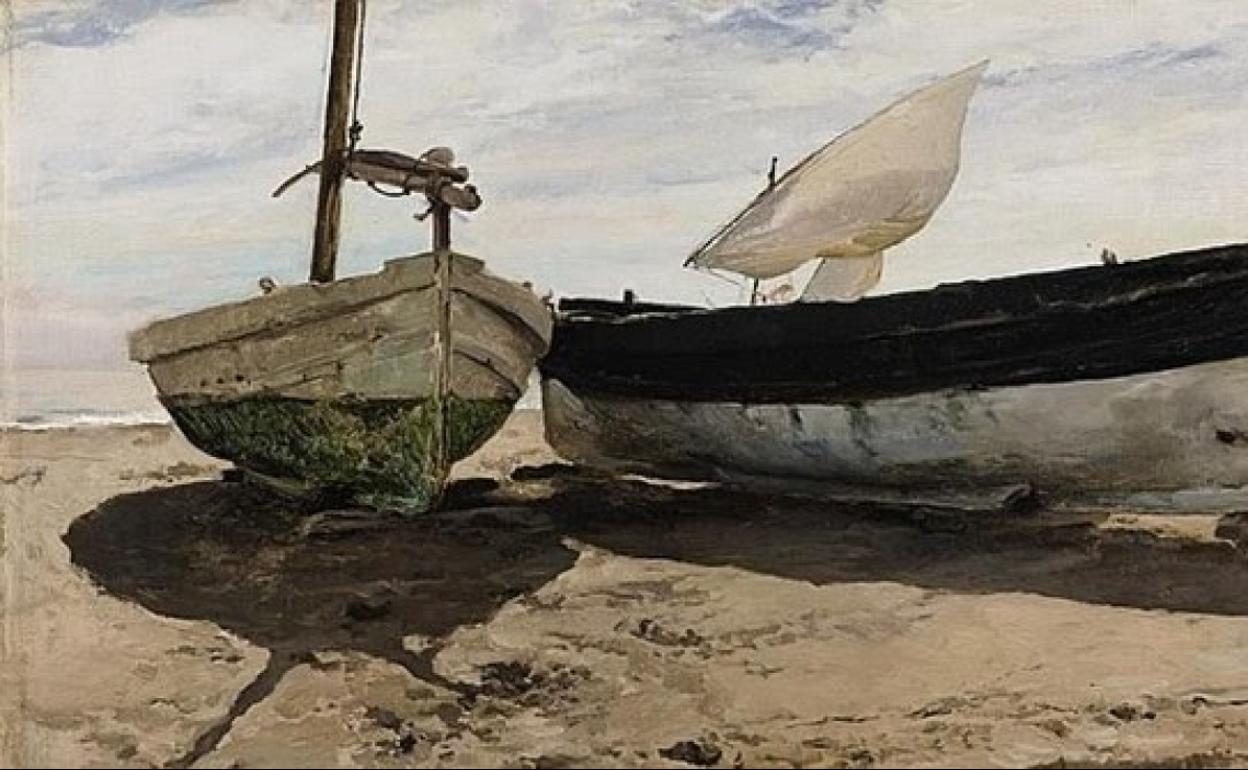 Joaquín Sorolla. Barcas en la arena. 1908. Óleo sobre lienzo. Colección particular.