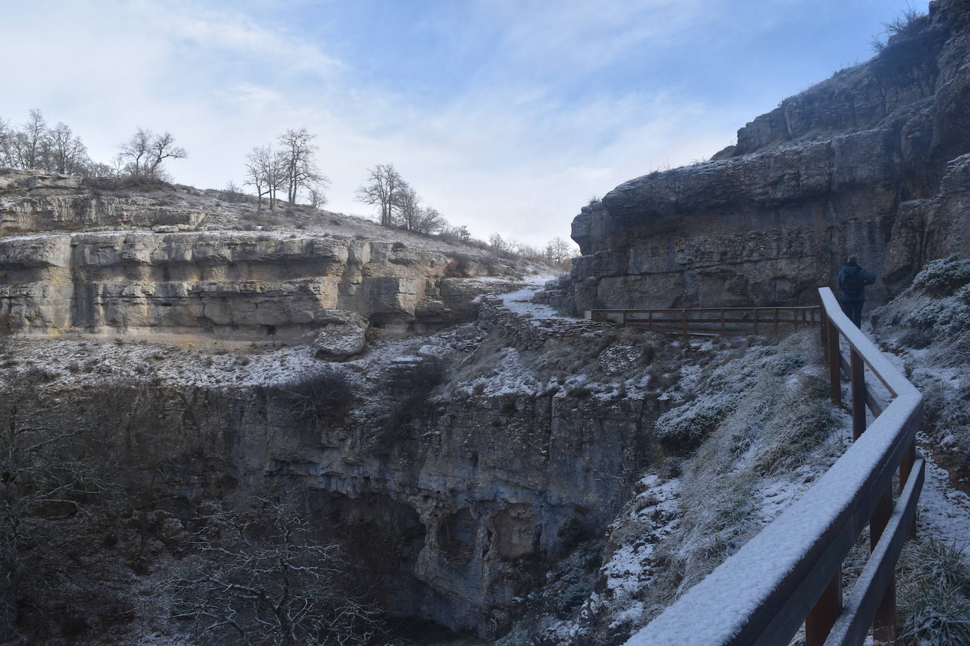 La borrasca Dora provoca las primeras nevadas en la zona norte de Palencia.