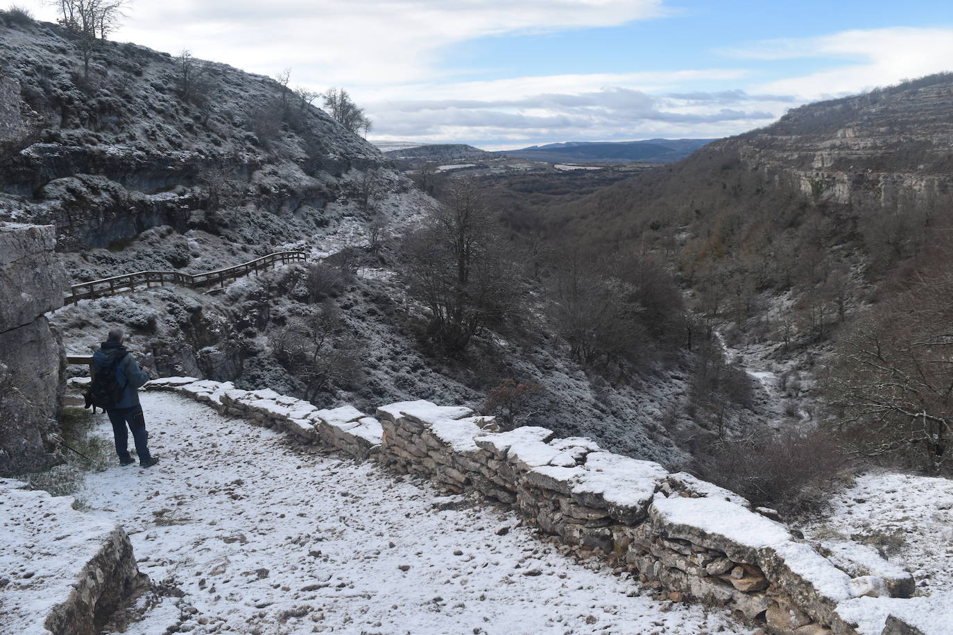 La borrasca Dora provoca las primeras nevadas en la zona norte de Palencia.