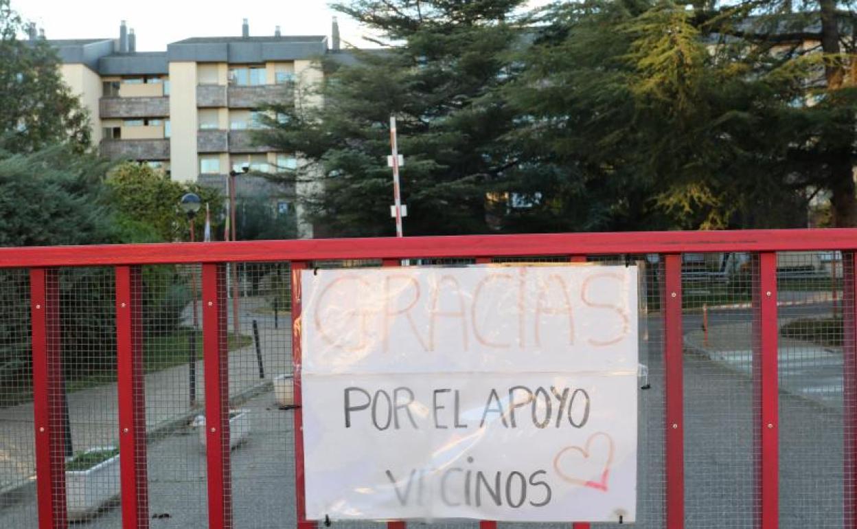 Mensaje de agradecimiento a las puertas del centro vallisoletano