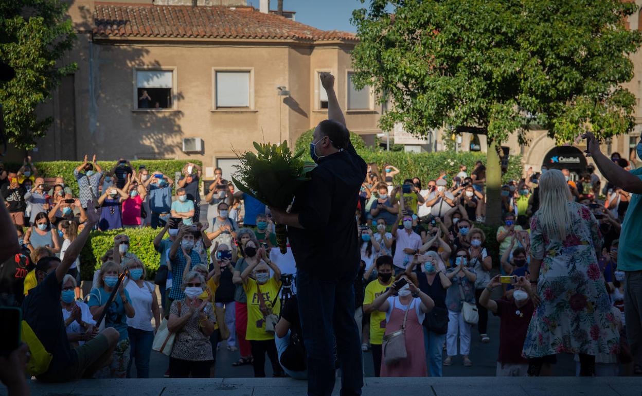 Acto de bienvenida de ERC a Oriol Junqueras en su pueblo tras alcanzar la semilibertad en julio de este año.