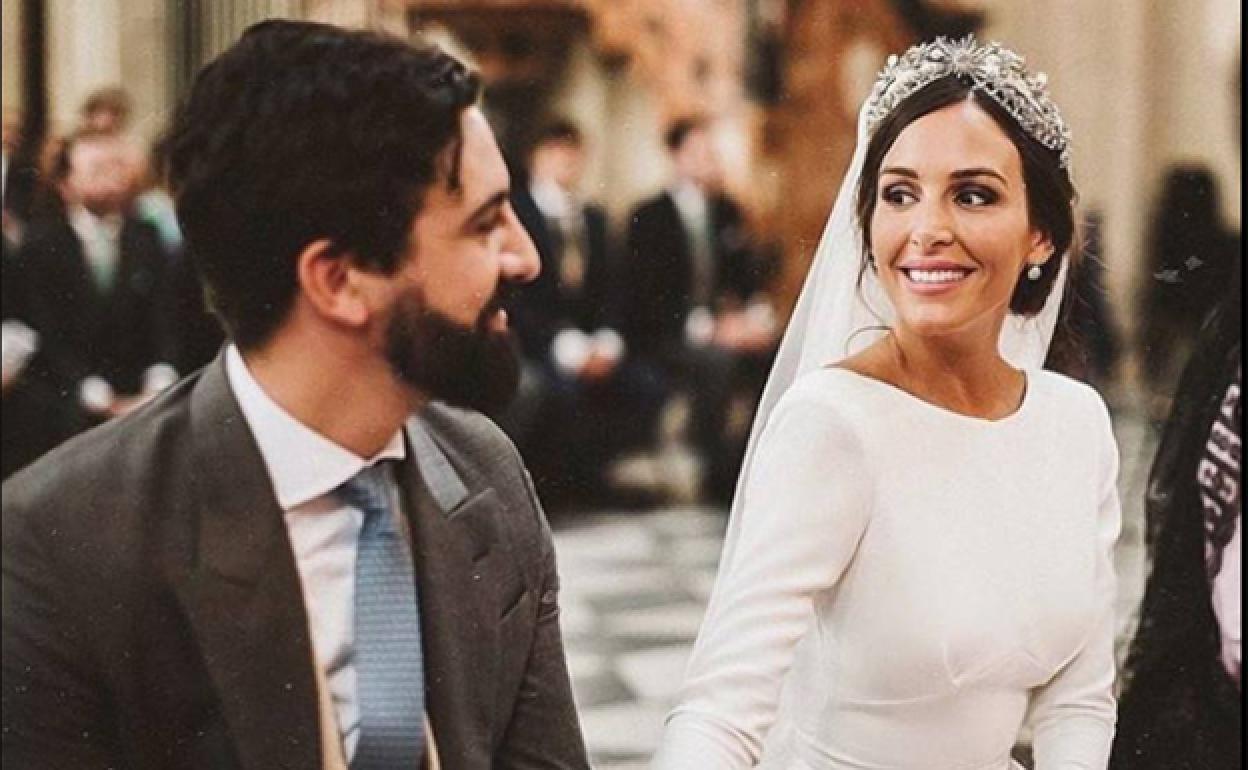 La pareja en el día de su boda. 