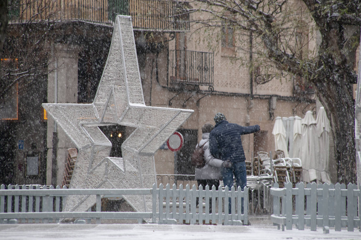 Nevada de este viernes en Segovia capital.