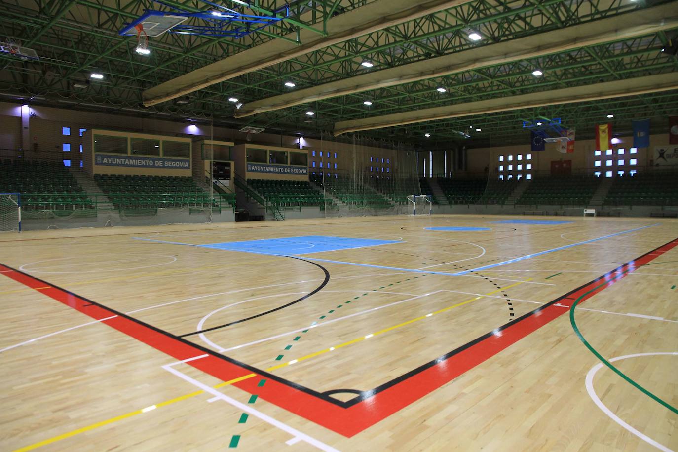 Pista del pabellón Pedro Delgado, donde tendrá lugar el cribado masivo del sábado 23 al martes 26.