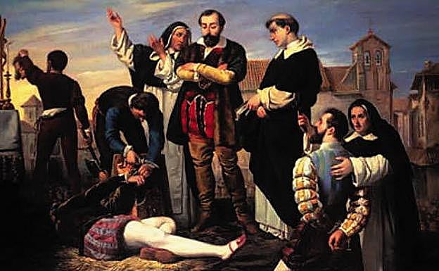 Cuadro sobre la muerte de Padilla, Bravo y Maldonado de Antonio Gisbert.