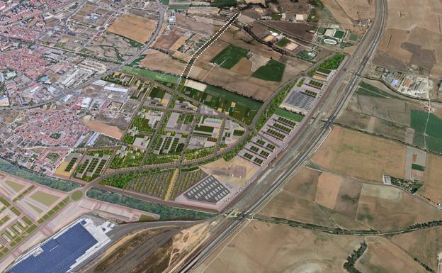 Proyecto del Parque Agroalimentario junto a los nuevos talleres de Renfe.