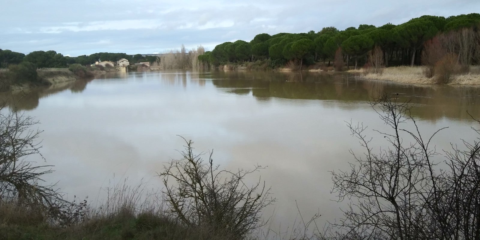 El río Pirón a su paso por el término de Íscar unos metros antes de entregar sus aguas al río Cega