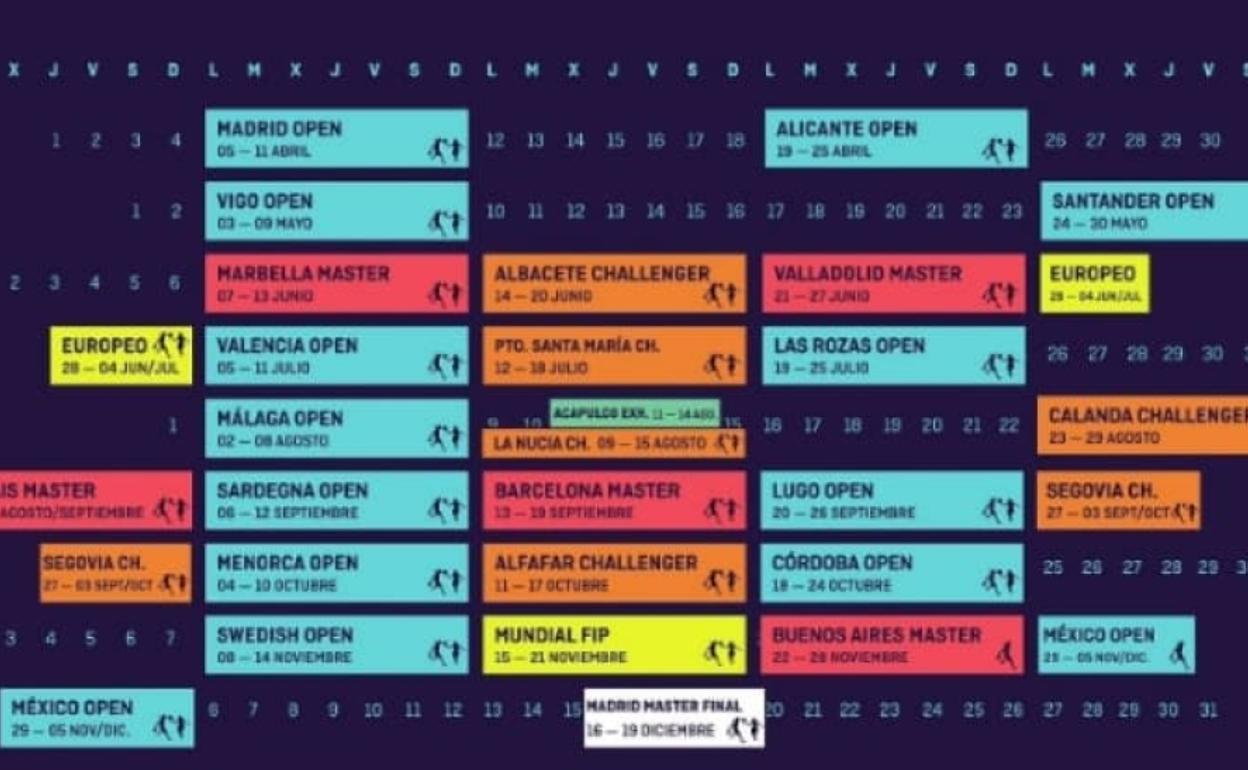 Calendario publicado por WPT