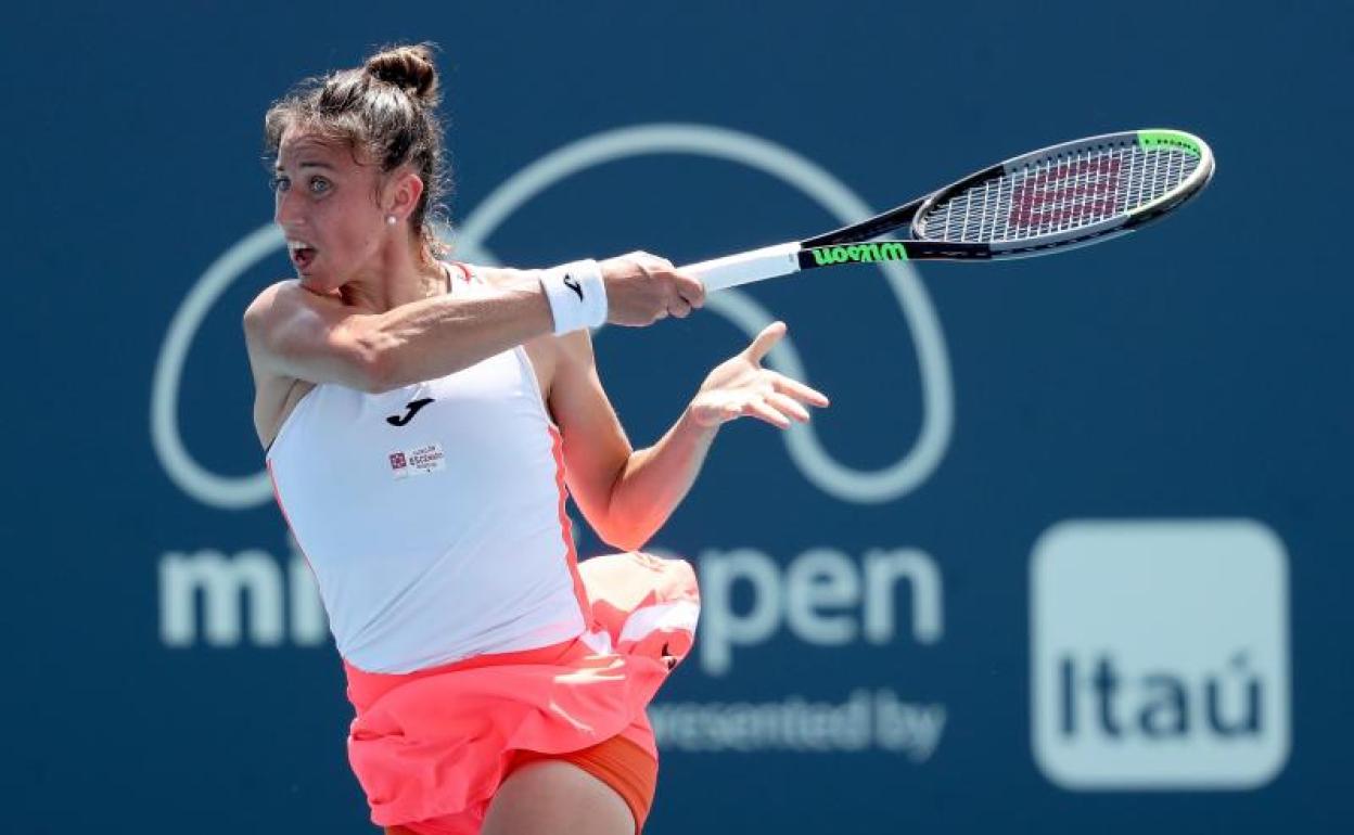 La castellonense Sara Sorribes, en el torneo de Miami. 