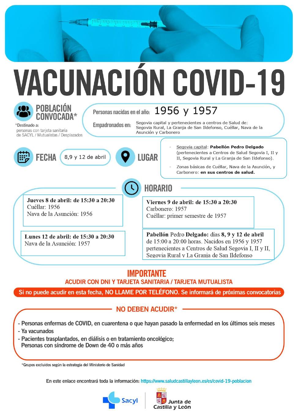Información sobre la vacunación con AstraZeneca durante los próximos días.