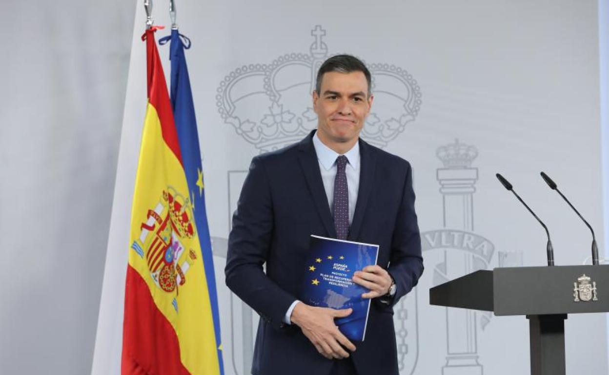 Pedro Sánchez, durante la presentación del plan de recuperación. 