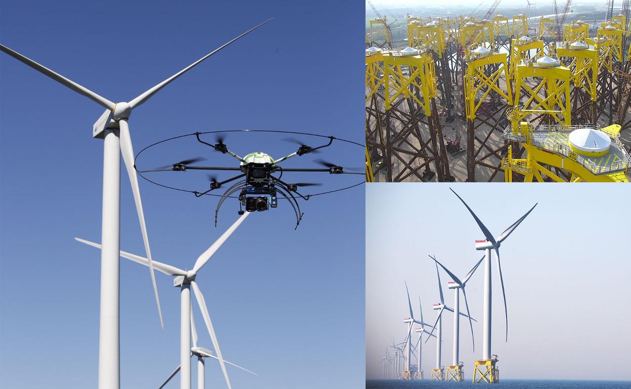 El aracnocóptero y fotos realizadas por él en en el Mar del Norte 