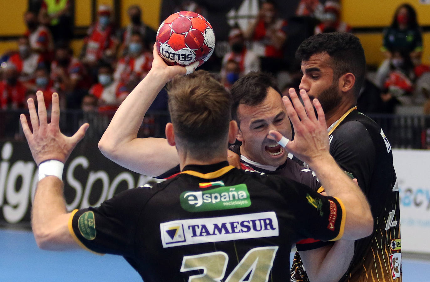 Partido de la Liga Asobal entre el Balonmano Nava y Puente Genil 