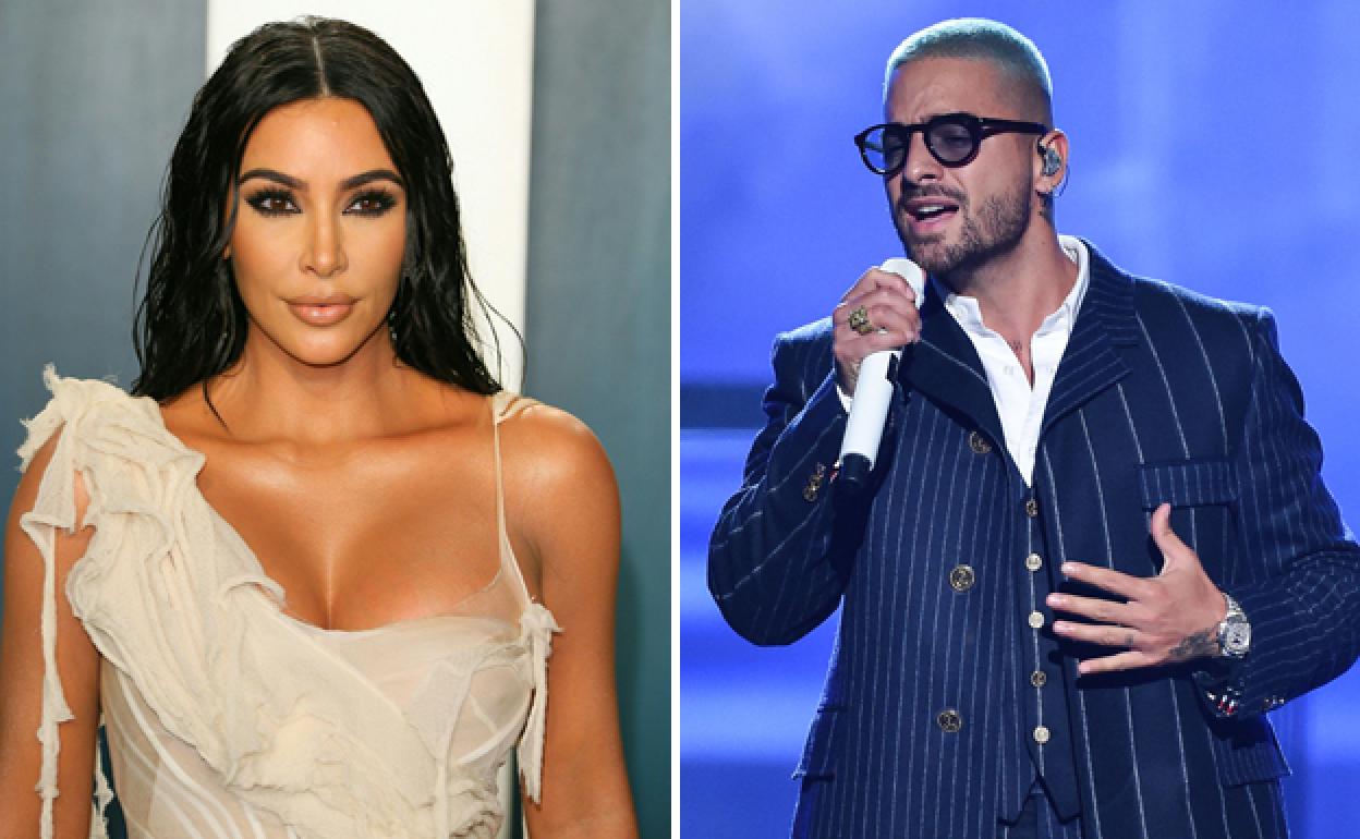 Kim Kardashian y Maluma. 