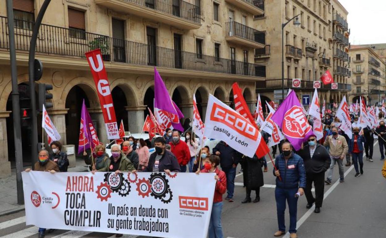 Un momento del arranque de la manifestación en la Gran Vía.