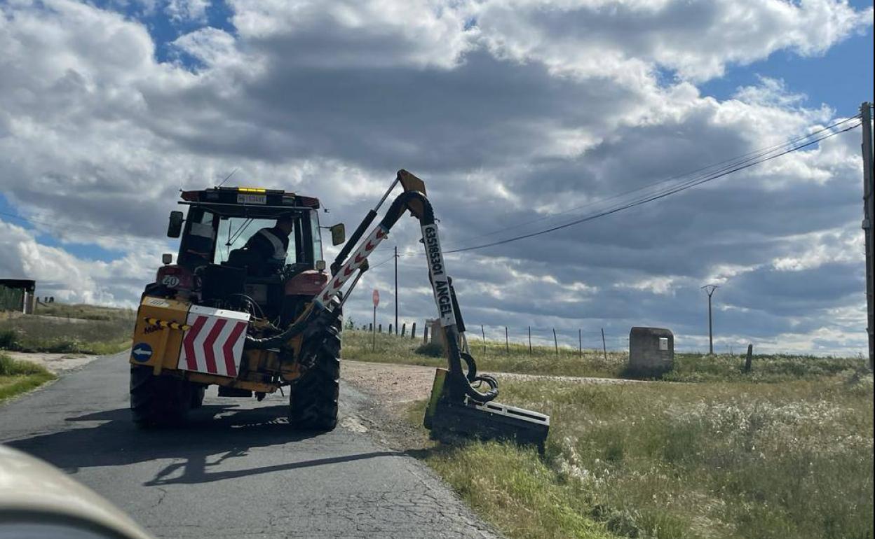 Tareas de desbroce en el término municipal de Alba de Tormes.