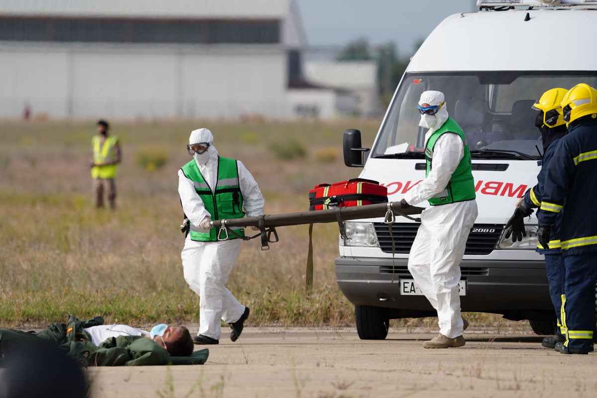 Maniobras del simulacro VEGA21 en la base aérea de Matacán, Salamanca 