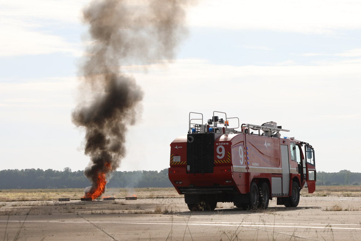 Maniobras del simulacro VEGA21 en la base aérea de Matacán, Salamanca 