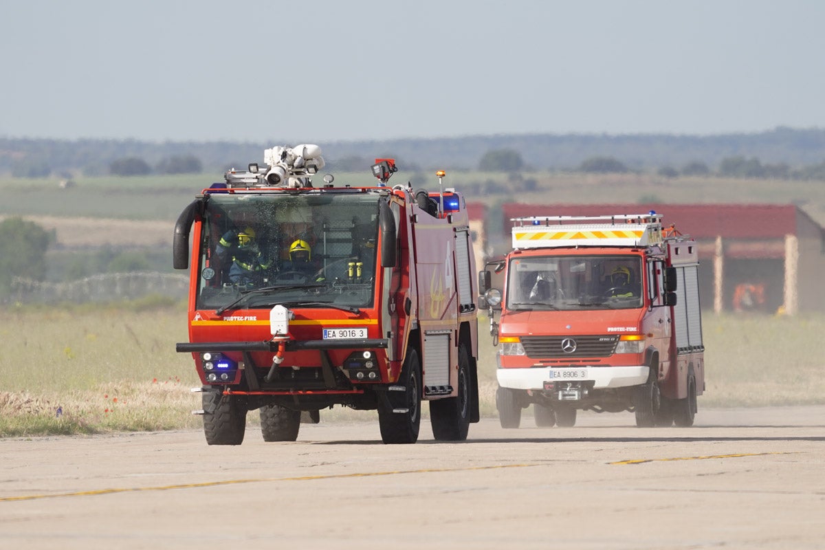 Maniobras del simulacro VEGA21 en la base aérea de Matacán, Salamanca 