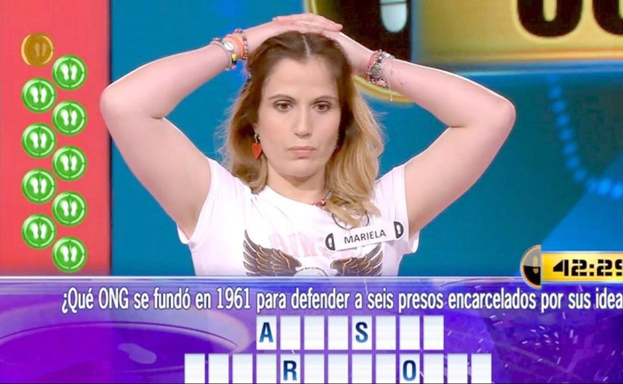 Mariela, durante el tramo final del programa en el que logró hacerse con 56.000 euros. 