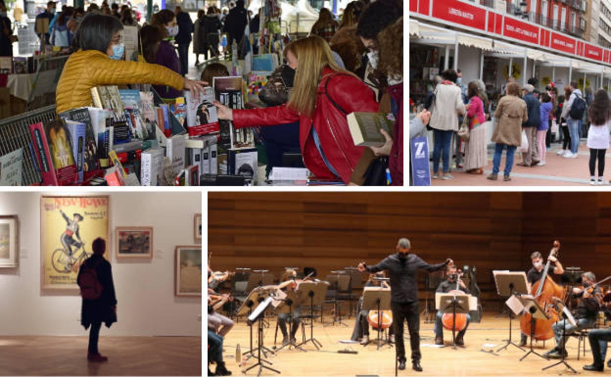 La Feria del Libro, protagonista junto a las exposiciones y la música en directo.