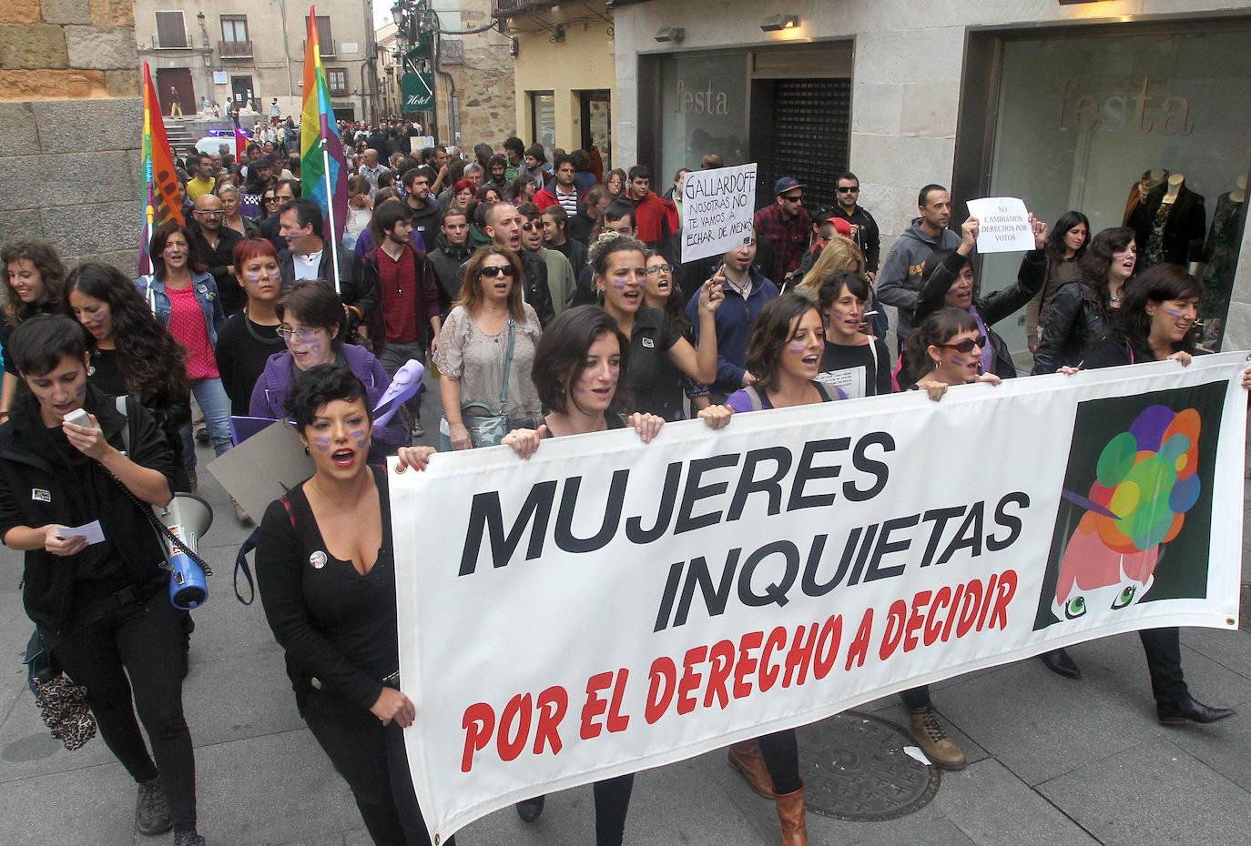 Manifestación hace años a favor del aborto en Segovia.