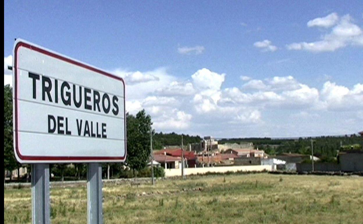 Cartel de entrada a Trigueros del Valle.