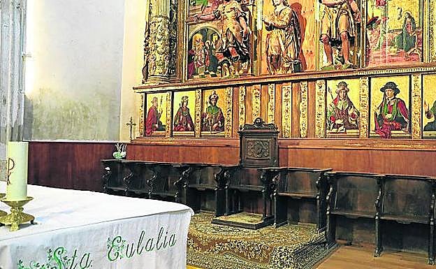 'Reyes de Judá', en el retablo mayor de la iglesia de Santa Eulalia de Paredes, la obra maestra de Pedro Berruguete. 