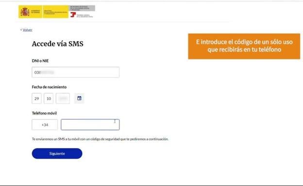 Datos necesarios para pedir mediante SMS la vida labora.