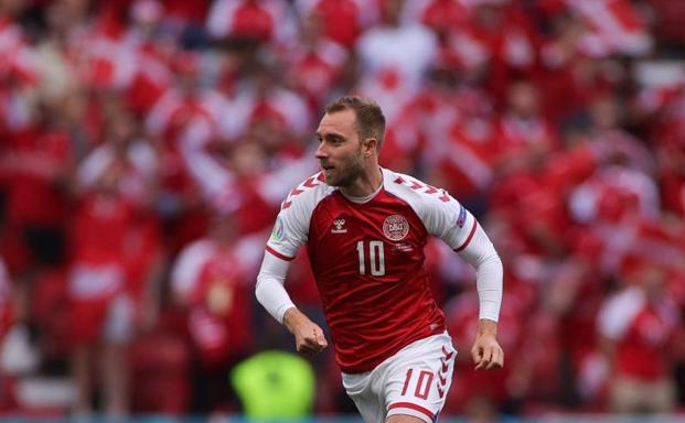 Christian Eriksen, durante el partido ante Finlandia. 