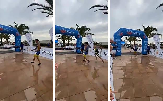 Momento del final del V Triatlón de Sagunto.