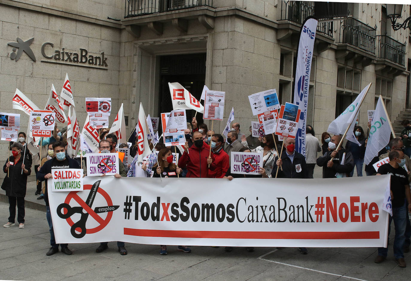 Protesta de los empleados de CaixaBank.