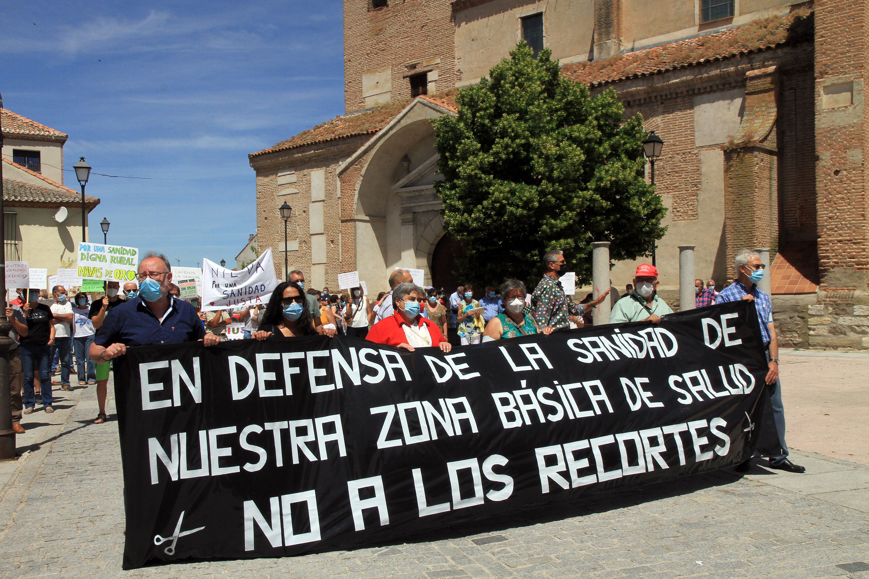 Momento de la manifestación celebrada en Nava de la Asunción.