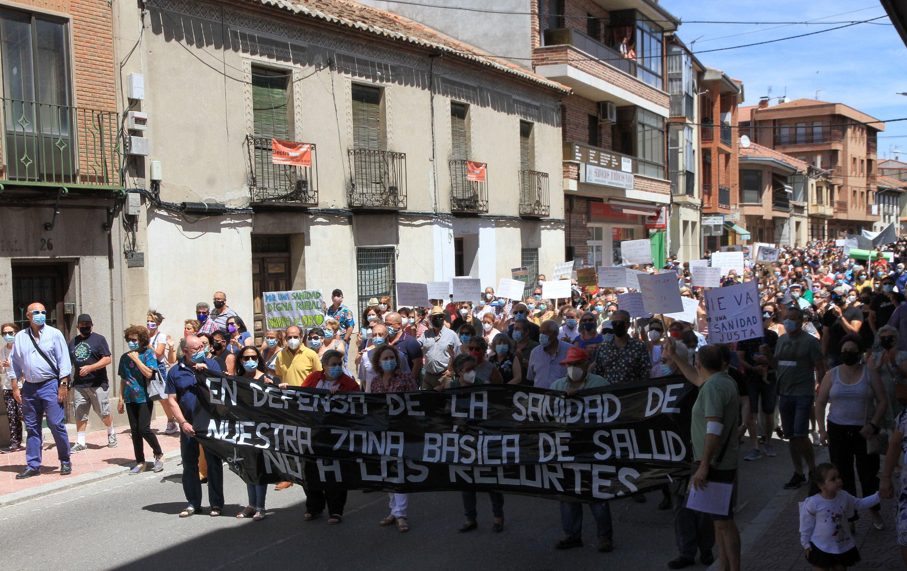 Momento de la manifestación celebrada en Nava de la Asunción.