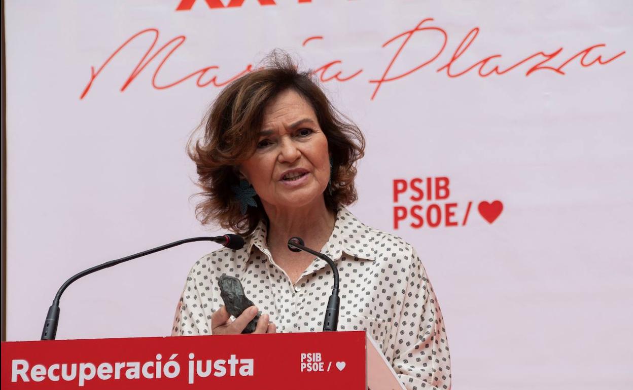 Carmen Calvo, en un acto del PSOE en Inca (Mallorca). 