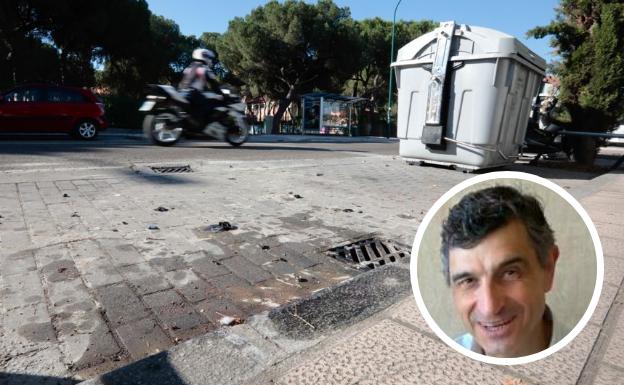 Imagen del lugar del accidente; en el círculo, Luis Rodríguez Peñas, el motorista fallecido. 