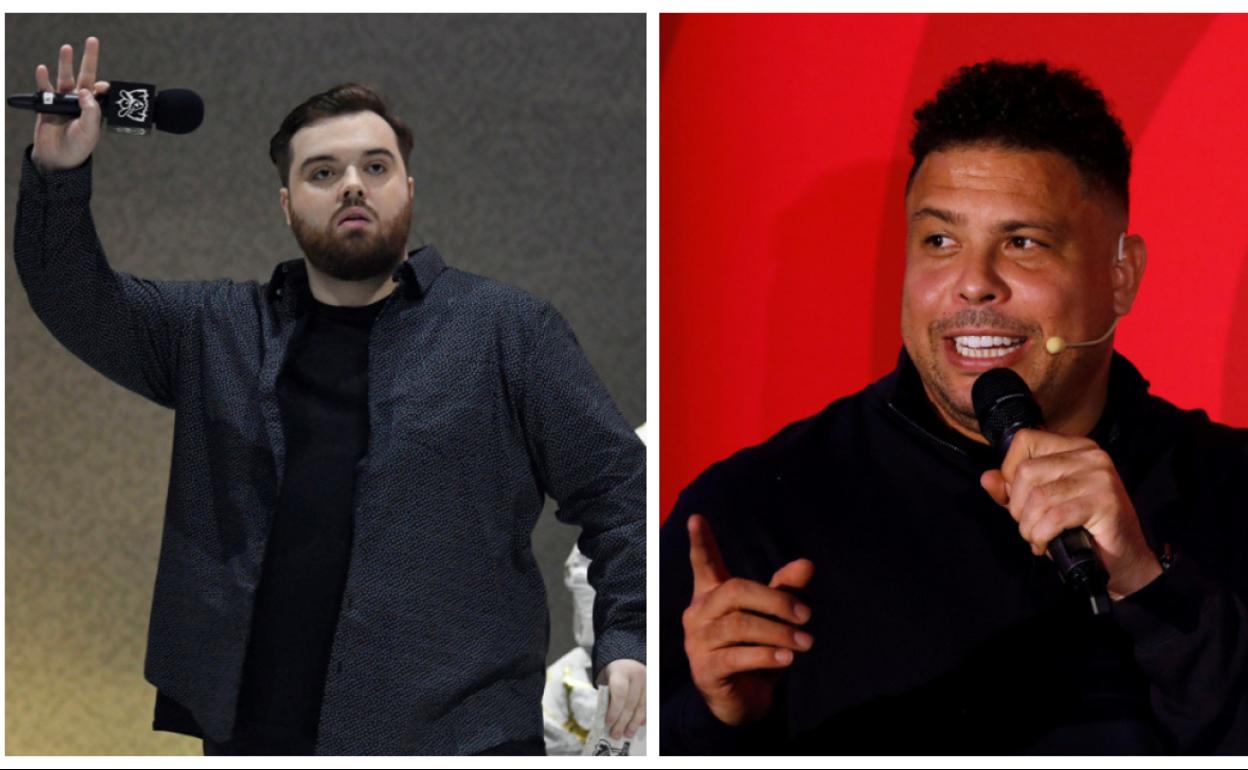 Ibai Llanos y Ronaldo Nazário. 