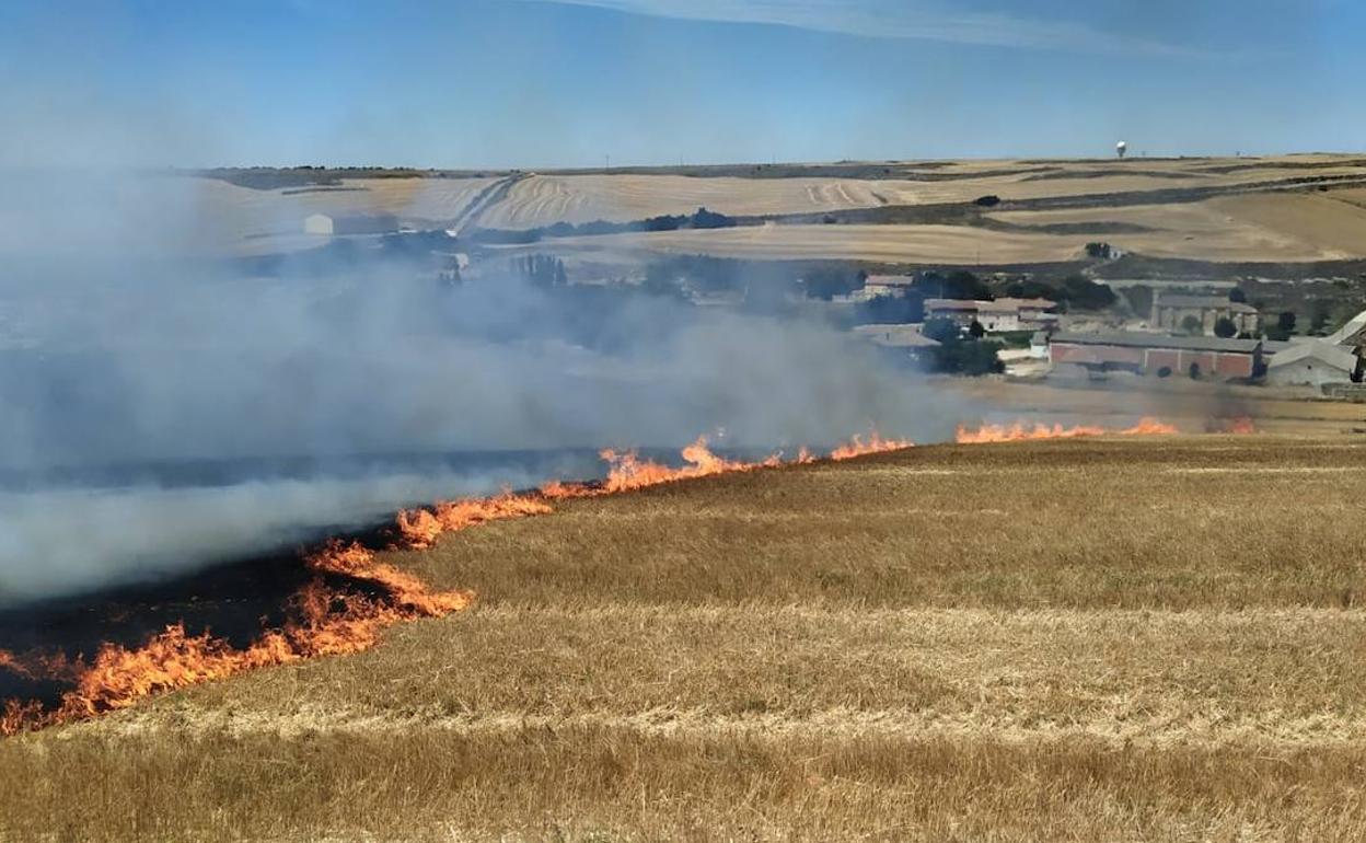 Incendio en Valdespina, esta mañana.