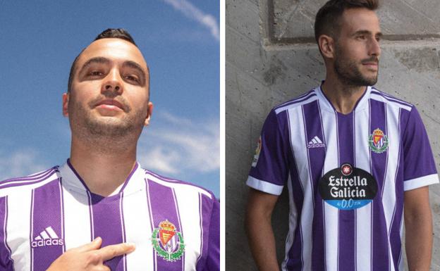 Un aficionado y Kiko Olivas posan con la primera equipación de la temporada 2021-22.