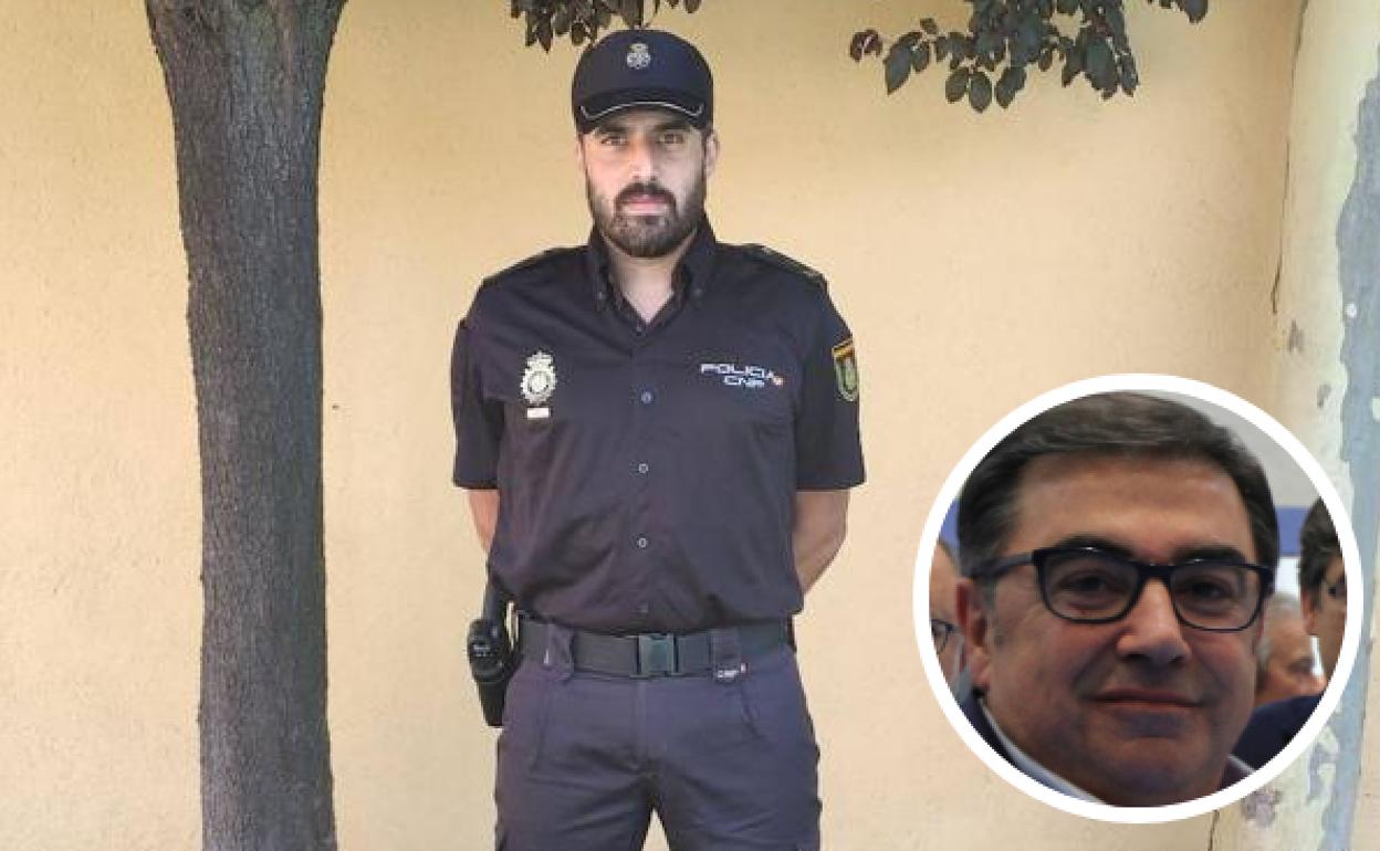 Ricardo B. M., agente de la Policía Nacional que salvó la vida al presidente del Balonmano Nava (en la imagen de la derecha). 