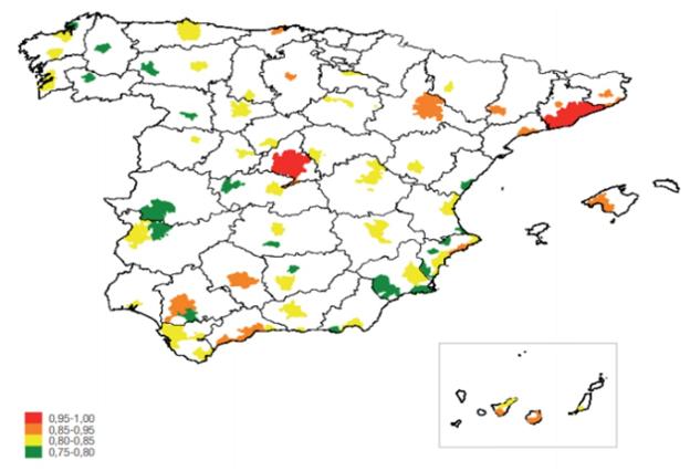 Mapa de calor del índide de precios locales para 2020.