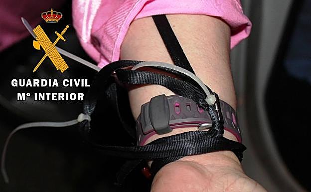 Las bridas que ataban a la supuesta víctima a su vehículo.