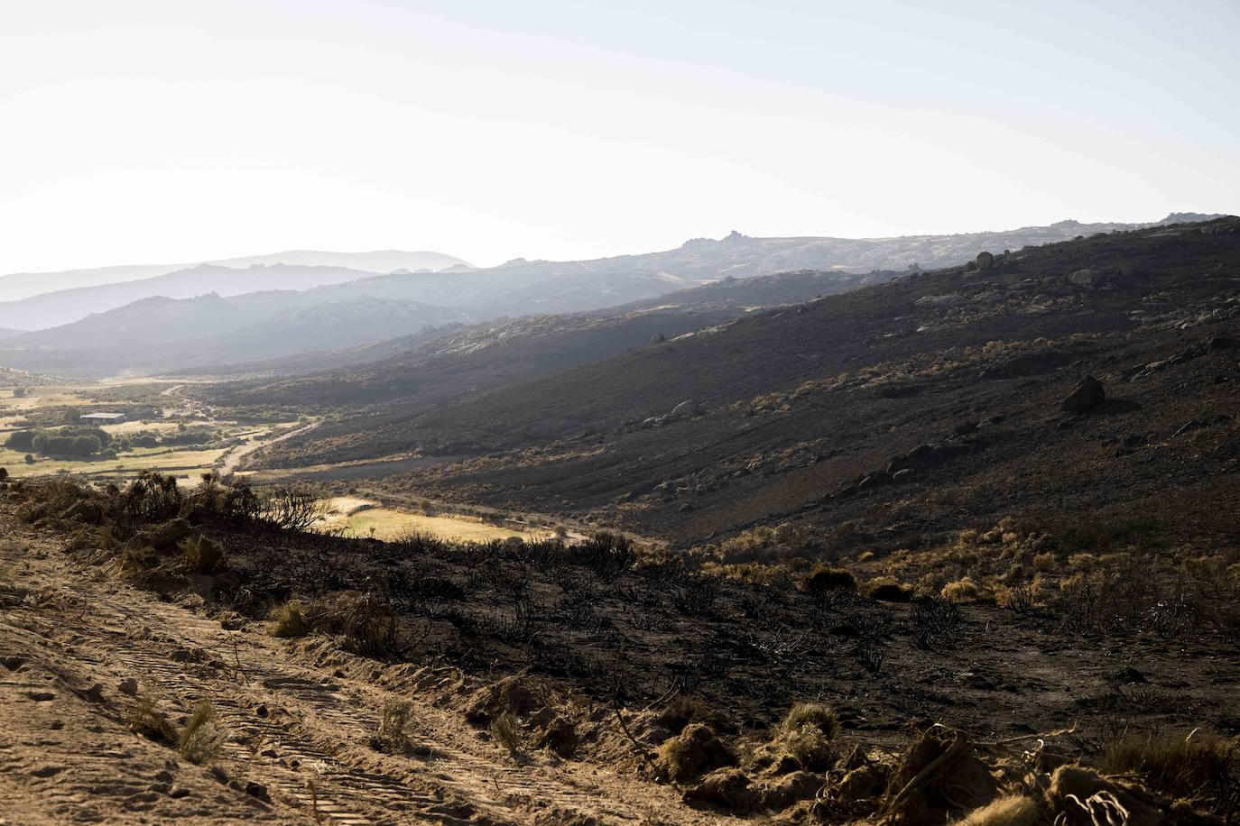 El valle del Zapatero, arrasado por las llamas. 