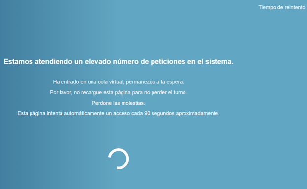 Pantallazo de la página web donde se puede adquirir las entradas, bloqueada.