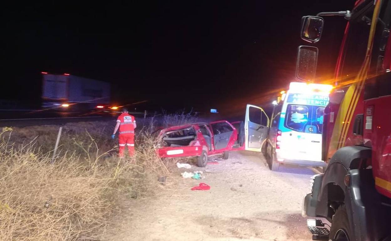 Imagen del vehículo que se ha salido de la A-62 a la altura de El Montico. Galería: camión volcado en la A-6. 