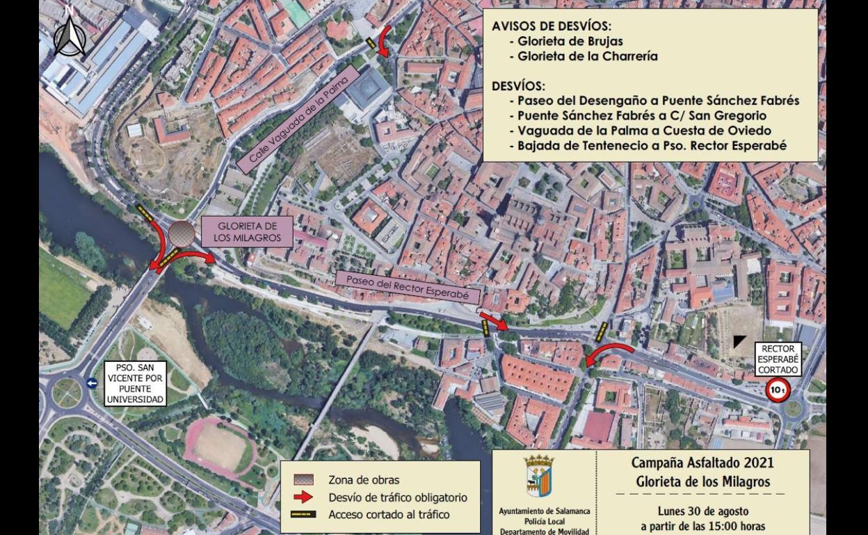 Cortes de tráfico y desvíos mañana en la ribera del río Tormes en Salamanca
