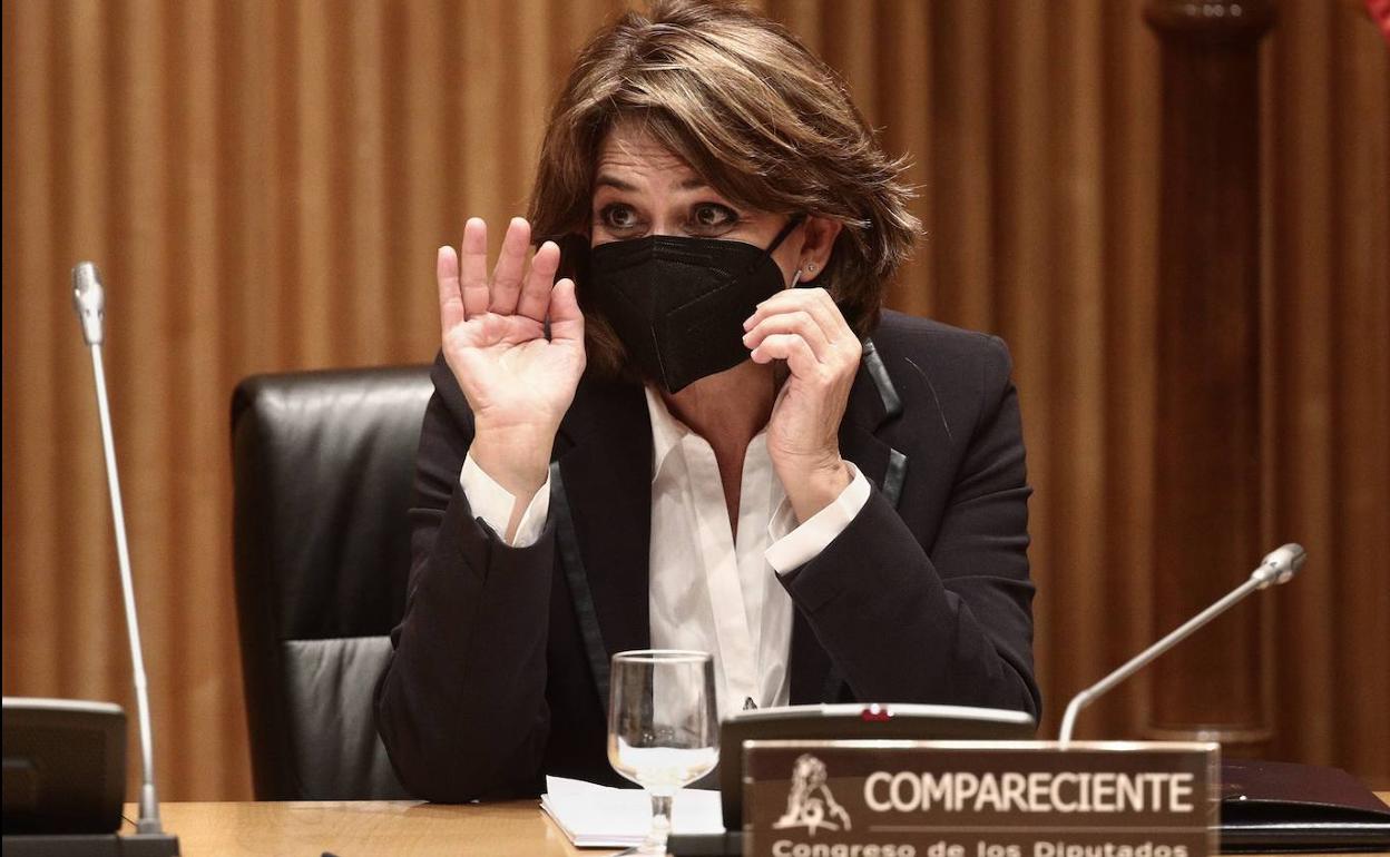 La Fiscal General del Estado, Dolores Delgado, en el Congreso de los Diputados.