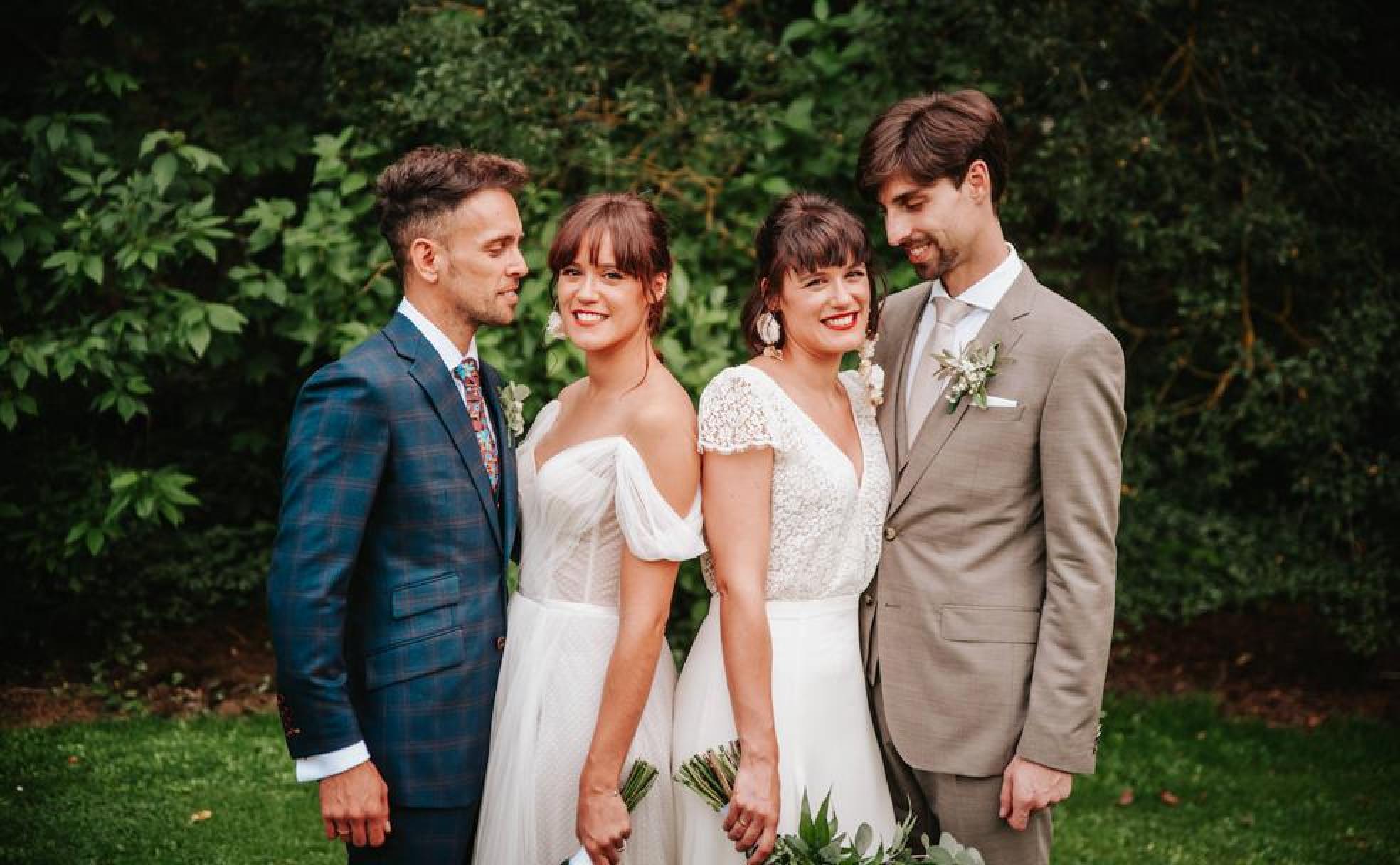 Óscar, Rocío, Isabel y Diego, el día de la boda. 