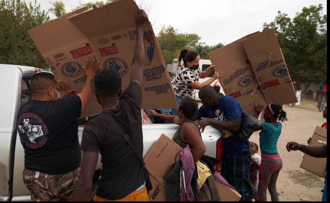 Migrantes de Haití, en la ciudad mexicana de Acuna. 